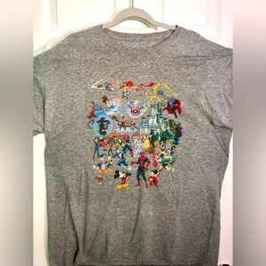 Rare Marvel Vs Disney T-Shirt. Sz L. Gray.